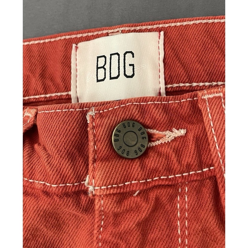 BDG Urban Outfitters Jeans Womens Sz 25 Coral Orange High Straight Leg Split Hem - Picture 3 of 15